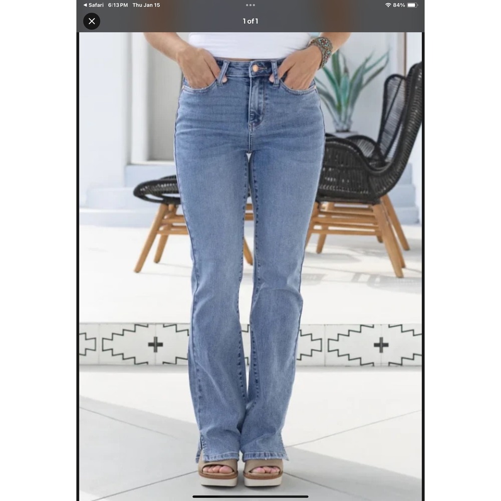 Judy Blue Slim Bootcut‎ Jeans High Waist Distressed Wash Women's Size 11/32 NWT